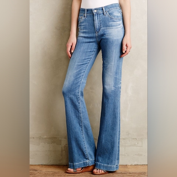 ❤️ AG The Janis High Rise Flare, Medium Light Wash, Stretch Denim Jeans, Size 27 - Picture 3 of 12